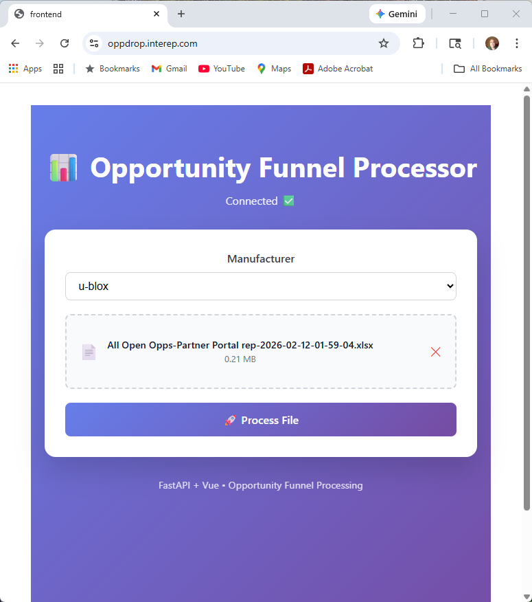 Opportunity Spreadsheet Drop